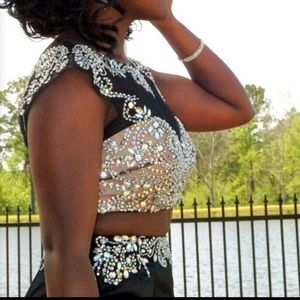 Black two piece prom dress